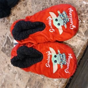 New Mandalorian/The Child holiday slippers.